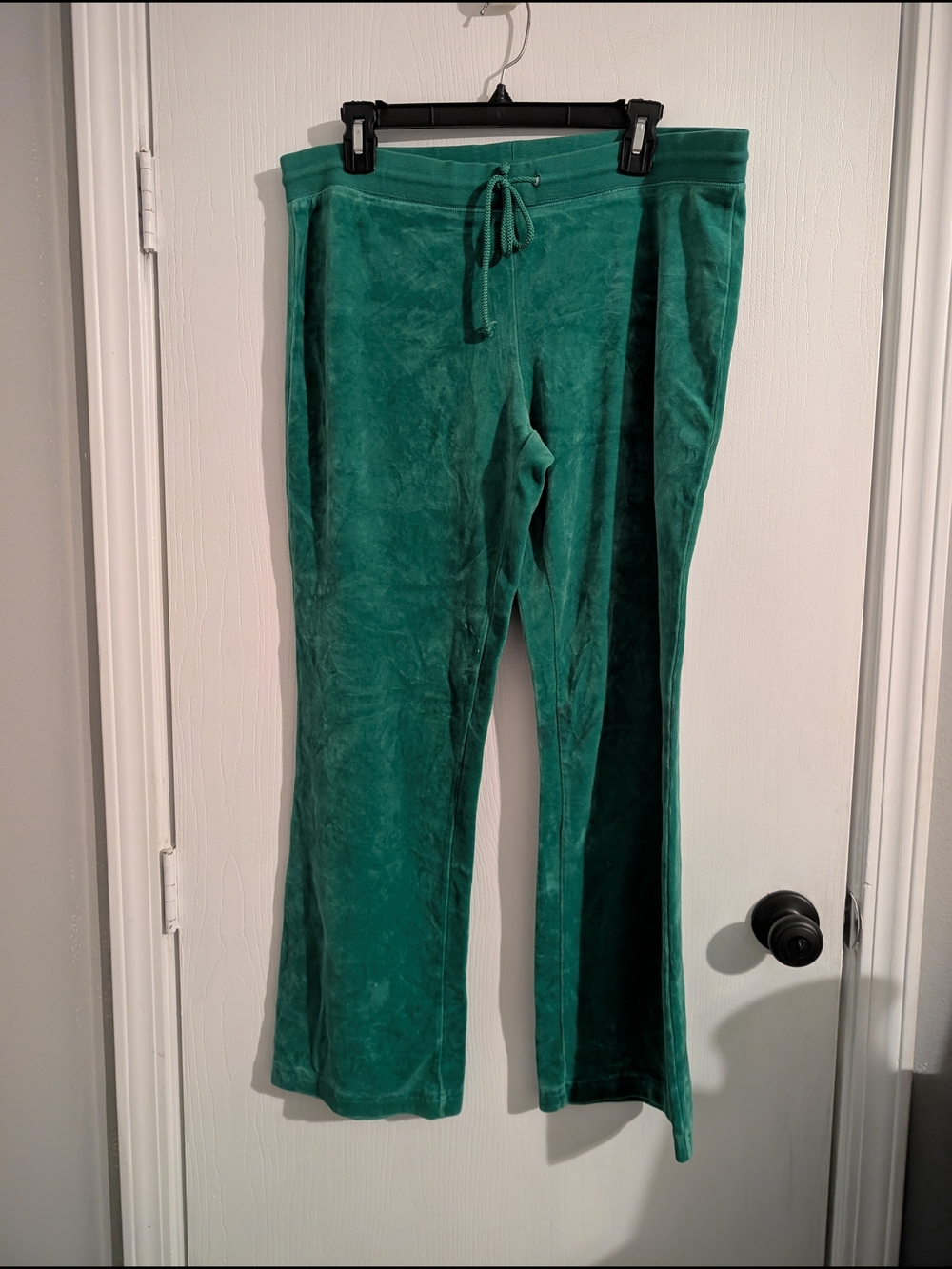 Women's Green Velour Drawstring Pants